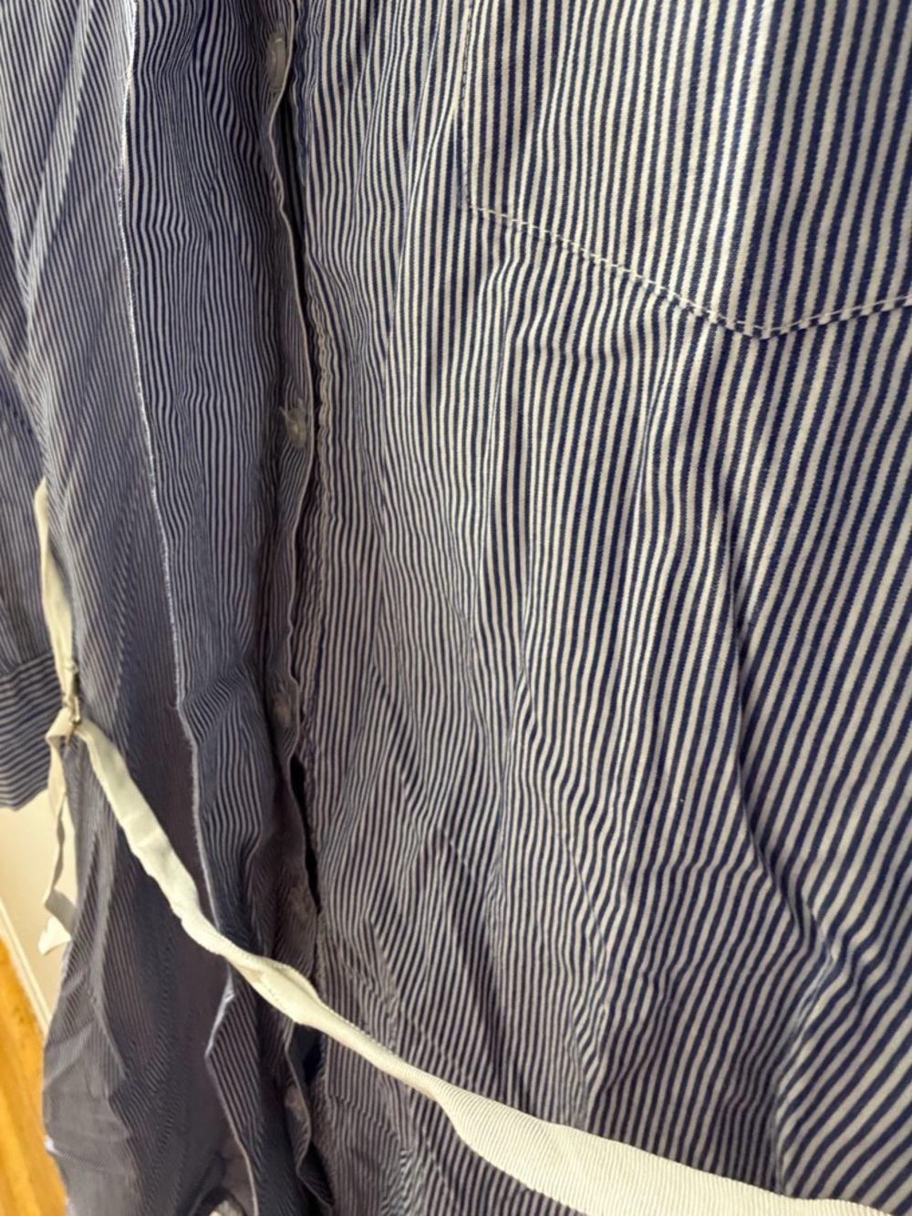 COCO Blue White Stripe Shirt Dress Belted Lightweight Chic Size S - Picture 5 of 6